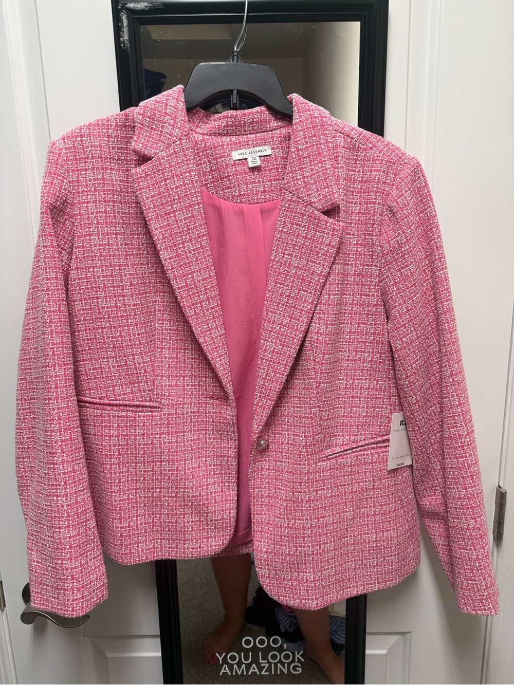 Free Assembly Pink Tweed Blazer